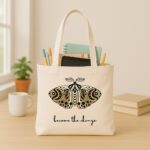 The "Metamorphosis" Boho Moth | Premium Off-White Canvas Tote bag - Image 3