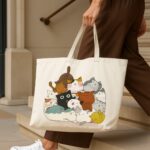 The "Cat Cuddle Pile" Wholesome | Premium Off-White Canvas Tote bag - Image 4