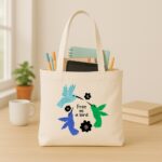 The "Hummingbird Freedom" Boho | Premium Off-White Canvas Tote bag - Image 3