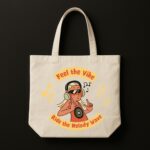 The "Melody Wave" Retro Music | Premium Off-White Canvas Tote bag