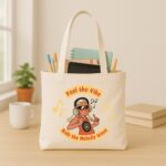The "Melody Wave" Retro Music | Premium Off-White Canvas Tote bag - Image 3
