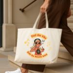 The "Melody Wave" Retro Music | Premium Off-White Canvas Tote bag - Image 4