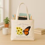 The "New Beginnings" Butterfly | Premium Off-White Canvas Tote bag - Image 3