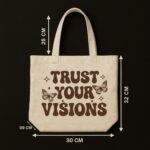 The "Trust Your Visions" Retro Manifestation | Premium Off-White Canvas Tote bag - Image 5