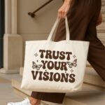 The "Trust Your Visions" Retro Manifestation | Premium Off-White Canvas Tote bag - Image 4