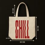 The "Chill" Wavy Typography | Premium Off-White Canvas Tote  bag - Image 5