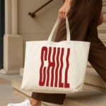 The "Chill" Wavy Typography | Premium Off-White Canvas Tote  bag - Image 4