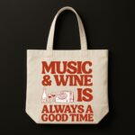The "Vinyl & Vino" Retro Edition | Premium Off-White Canvas Tote bag