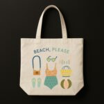 The "Beach, Please" Summer Sun | Premium Off-White Canvas Tote bag