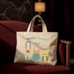 The "Beach, Please" Summer Sun | Premium Off-White Canvas Tote bag - Image 2