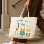 The "Beach, Please" Summer Sun | Premium Off-White Canvas Tote bag - Image 4