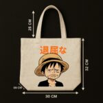 The "Bored Luffy" One Piece | Premium Off-White Canvas Tote bag - Image 5