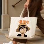 The "Bored Luffy" One Piece | Premium Off-White Canvas Tote bag - Image 4