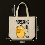 The "Constant Headache" Psyduck Meme | Premium Off-White Canvas Tote bag - Image 5