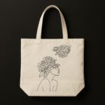 The "Blooming Mind" Line Art | Premium Off-White Canvas Tote bag