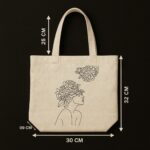 The "Blooming Mind" Line Art | Premium Off-White Canvas Tote bag - Image 5
