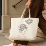 The "Blooming Mind" Line Art | Premium Off-White Canvas Tote bag - Image 4