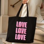 The "All We Need Is Love" Statement | Premium Black Canvas Tote bag - Image 4