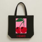 The "Pink Pop" Cherry Graphic | Premium Black Canvas Tote bag