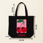 The "Pink Pop" Cherry Graphic | Premium Black Canvas Tote bag - Image 5