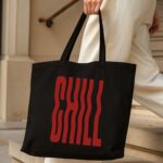 The "Chill" Wavy Streetwear | Premium Black Canvas Tote bag - Image 4