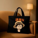 The "Current Mood: Bored" Anime Edition | Premium Black Canvas Tote bag - Image 2