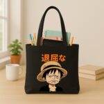 The "Current Mood: Bored" Anime Edition | Premium Black Canvas Tote bag - Image 3