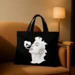 The "Smokey Muse" Art Edition | Premium Black Canvas Tote bag - Image 2