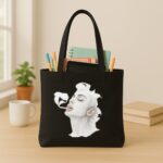 The "Smokey Muse" Art Edition | Premium Black Canvas Tote bag - Image 3