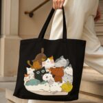 The "Cat Chaos" Cuddle Pile | Premium Black Canvas Tote bag - Image 4