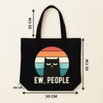 The "Ew, People" Introvert Edition | Premium Black Canvas Tote bag - Image 5