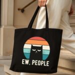 The "Ew, People" Introvert Edition | Premium Black Canvas Tote bag - Image 4