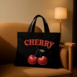 The "Cherry Bomb" Coquette Edition | Premium Black Canvas Tote bag - Image 2