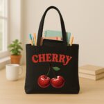 The "Cherry Bomb" Coquette Edition | Premium Black Canvas Tote bag - Image 3