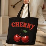 The "Cherry Bomb" Coquette Edition | Premium Black Canvas Tote bag - Image 4