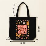 The "Groovy Garden" Good Vibes | Premium Black Canvas Tote bag - Image 5