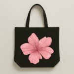 The "Pink Bloom" Watercolor Floral | Premium Black Canvas Tote bag
