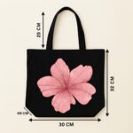 The "Pink Bloom" Watercolor Floral | Premium Black Canvas Tote bag - Image 5