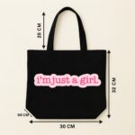 The "I'm Just A Girl" Viral Trend | Premium Black Canvas Tote bag - Image 5