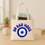 The "Evil Eye" Protector | Premium Off-White Canvas Tote bag - Image 3