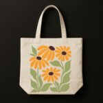 The "Sunny Side" Retro Floral | Premium Off-White Canvas Tote bag