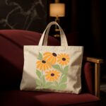 The "Sunny Side" Retro Floral | Premium Off-White Canvas Tote bag - Image 2