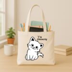 The "I'm Ameowzing" Self-Love | Premium Off-White Canvas Tote bag - Image 3