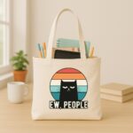 The "Ew, People" Introvert | Retro Cream Edition  Premium Off-White Canvas Tote bag - Image 3