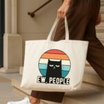 The "Ew, People" Introvert | Retro Cream Edition  Premium Off-White Canvas Tote bag - Image 4